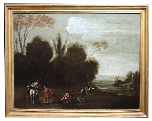Dipinto antico scena di - "scena,