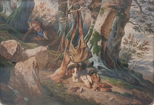 Acquerello scena caccia - acquerello, di