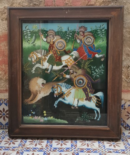 Pittura vetro raffigurante - vetro,