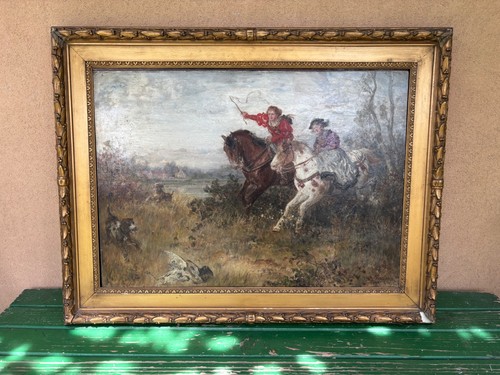 Quadro olio tavola scena - quadro,